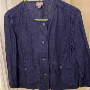 NWOT J. Jill blue linen jacket